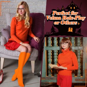 Orange Knee High Socks for Women Knee High Orange Socks Velma Socks Orange High Socks Long Orange Socks Knee High Socks