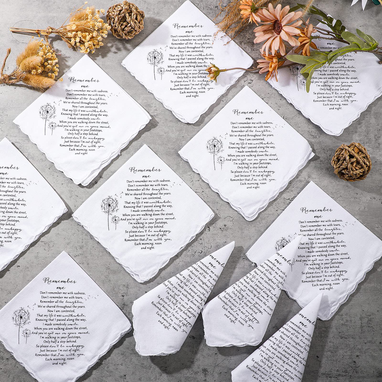 Unittype Memorial Gifts Handkerchief Funeral Favors Sympathy Handkerchiefs Remembrance Celebration of Life Bereavement Gifts(50 Pcs, Dandelion Style)