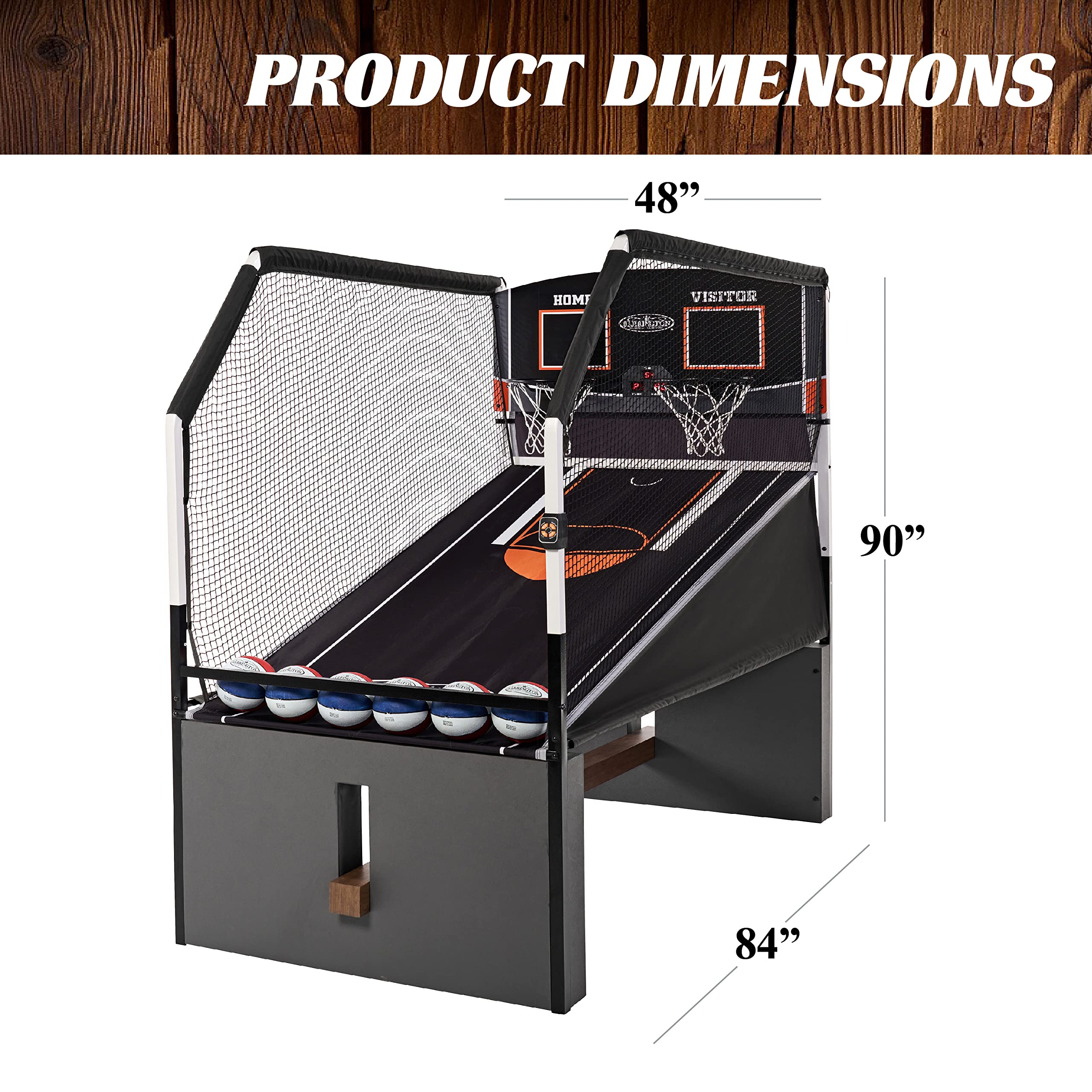 Barrington Billiards Urban Collection Arcade Basketball Game with Electronic Scoring and 7-inch Basketball Set, White