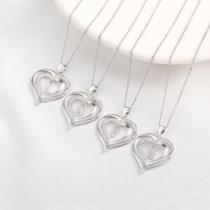 Hadoken Silver Heart Initial Necklaces for Women Girls, S925 Sterling Silver Letter S Pendant Initial Necklace for Women Teens Girls CZ Dainty Love Pendant Heart Necklace Jewelry Gifts for Teen Girls