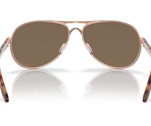 Oakley Women's OO4079 Feedback Aviator Sunglasses, Satin Rose Gold/Prizm Rose Gold, 59 mm