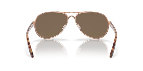 Oakley Women's OO4079 Feedback Aviator Sunglasses, Satin Rose Gold/Prizm Rose Gold, 59 mm