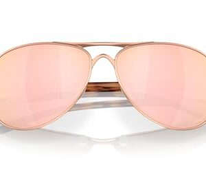 Oakley Women's OO4079 Feedback Aviator Sunglasses, Satin Rose Gold/Prizm Rose Gold, 59 mm