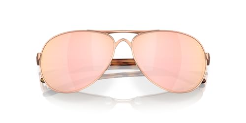 Oakley Women's OO4079 Feedback Aviator Sunglasses, Satin Rose Gold/Prizm Rose Gold, 59 mm