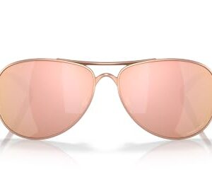 Oakley Women's OO4079 Feedback Aviator Sunglasses, Satin Rose Gold/Prizm Rose Gold, 59 mm