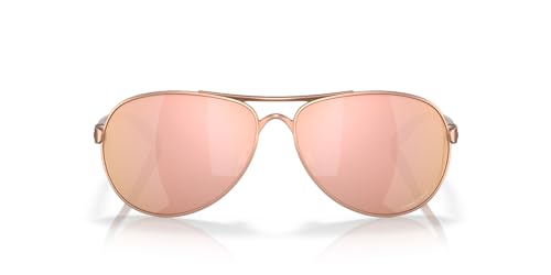 Oakley Women's OO4079 Feedback Aviator Sunglasses, Satin Rose Gold/Prizm Rose Gold, 59 mm