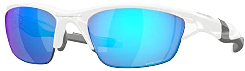 Oakley Men's Oo9153 Half Jacket 2.0 Low Bridge Fit Rectangular Sunglasses, White/Prizm Sapphire, 62 mm