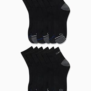 Calvin Klein Men's High Quarter Socks - 12 Pack Breathable Soft Cushion Mini Crew Athletic Socks for Men (Shoe Size: 6-12.5), Size 7-12, Black Assorted