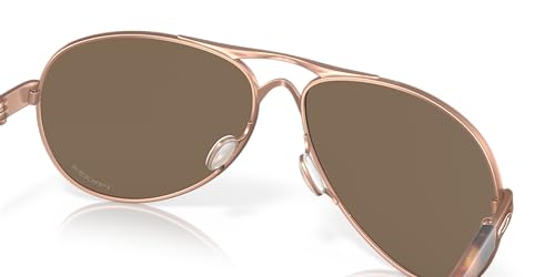 Oakley Women's OO4079 Feedback Aviator Sunglasses, Satin Rose Gold/Prizm Rose Gold, 59 mm