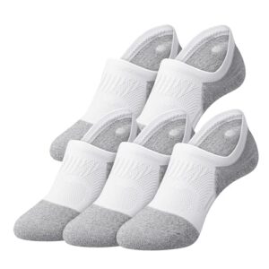 Gonii No Show Socks Womens Athletic Compression Running Low Cut Cushioned Socks 5 Pairs White