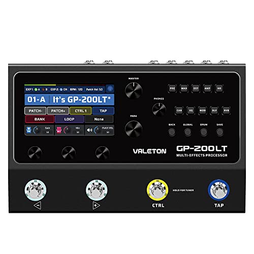 Valeton GP-200LT Multi Effects Pedal Multi Effects Processor Guitar Effects Pedal Bass Pedal Amp Modeling IR Cabinets Simulation Multi-Effects with FX Loop MIDI I/O Stereo OTG USB Audio Interface