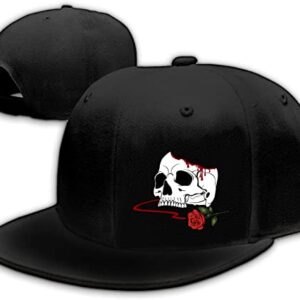 Horror Skull Rose Hat Fashion Reaper Grim Snapback Hats for Men Flat Bill Brim Snap Backpack Trucker Hats Adjustable Men's Horror Baseball Caps