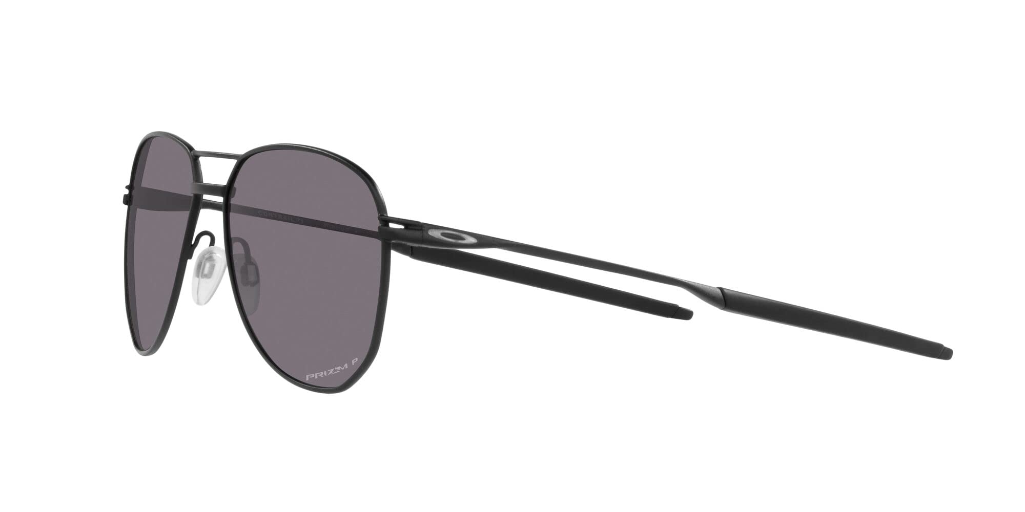 Oakley Men's OO6050 Contrail TI Aviator Sunglasses, Satin Black/Prizm Grey Polarized, 57 mm