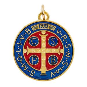 1" st. benedict enameled gold medal - 24/pk