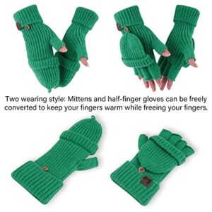 ZASFOU Women Winter Fingerless Gloves Warm Half Finger Knit Gloves and Mittens in Cold Weather