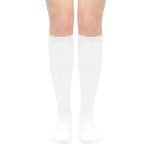 Olreco White Knee High Socks Knee High White Socks Long White Socks White High Socks White Knee Socks for Women High Knee Socks