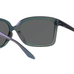 Oakley Women's OO9230 Wildrye Butterfly Sunglasses, Matte Silver/Blue Colorshift/Prizm Black Polarized, 61 mm