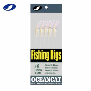 10 Packs Set OCEAN CAT Fishing Rigs with String Hooks Glow Fishing Beads High Carbon Hooks for Freshwater Saltwater Fishing Lures Bait Rig Tackle (Fishing Rig-01 Shrimp, 1/0-10 Packs)