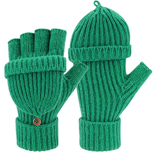 ZASFOU Women Winter Fingerless Gloves Warm Half Finger Knit Gloves and Mittens in Cold Weather