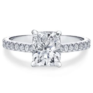 Bo.Dream 2ct Cushion Cut Cubic Zirconia Engagement Rings for Women Platinum Plated Sterling Silver (6)