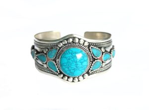 multi-stone blue stabilized-turquoise adjustable cuff bracelet | unique boho jewelry for men & women