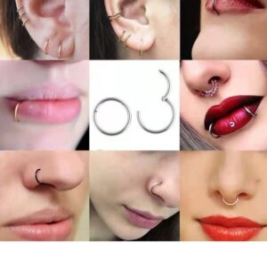 5Pcs Surgical Stainless Steel 16G 18G Sleeper Small Hoop Earrings for Women Men Boys Girls Septum Hinged Clicker Nose Lip Ring Helix Daith Cartilage Tragus Tiny Mini Huggie Hoops Piercings