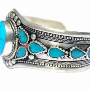 Multi-Stone Blue Stabilized-Turquoise Adjustable Cuff Bracelet | Unique Boho Jewelry for Men & Women