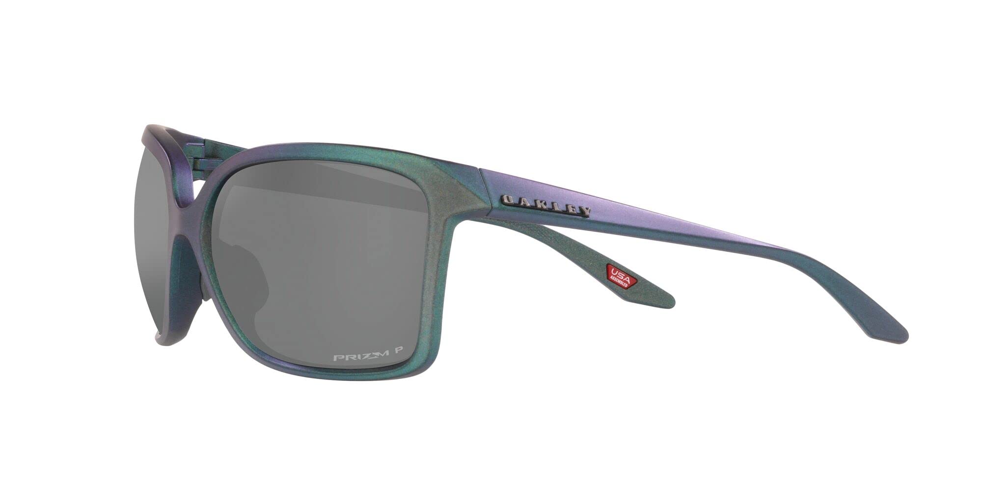 Oakley Women's OO9230 Wildrye Butterfly Sunglasses, Matte Silver/Blue Colorshift/Prizm Black Polarized, 61 mm