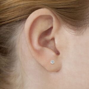 1 Pair Implant Grade Titanium Stud Earrings Set Hypoallergenic 5mm Cubic Zirconia Silver Earrings for Women Men for Sensitive Ear