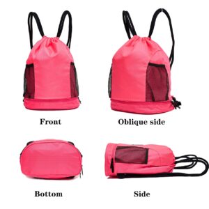 OFLILAK Waterproof Drawstring Backpack, Lightweight Sackpack Drawstring Bag,Swimming Yoga Gym Sports Casual Bags for Women and Men, Pink, One Size