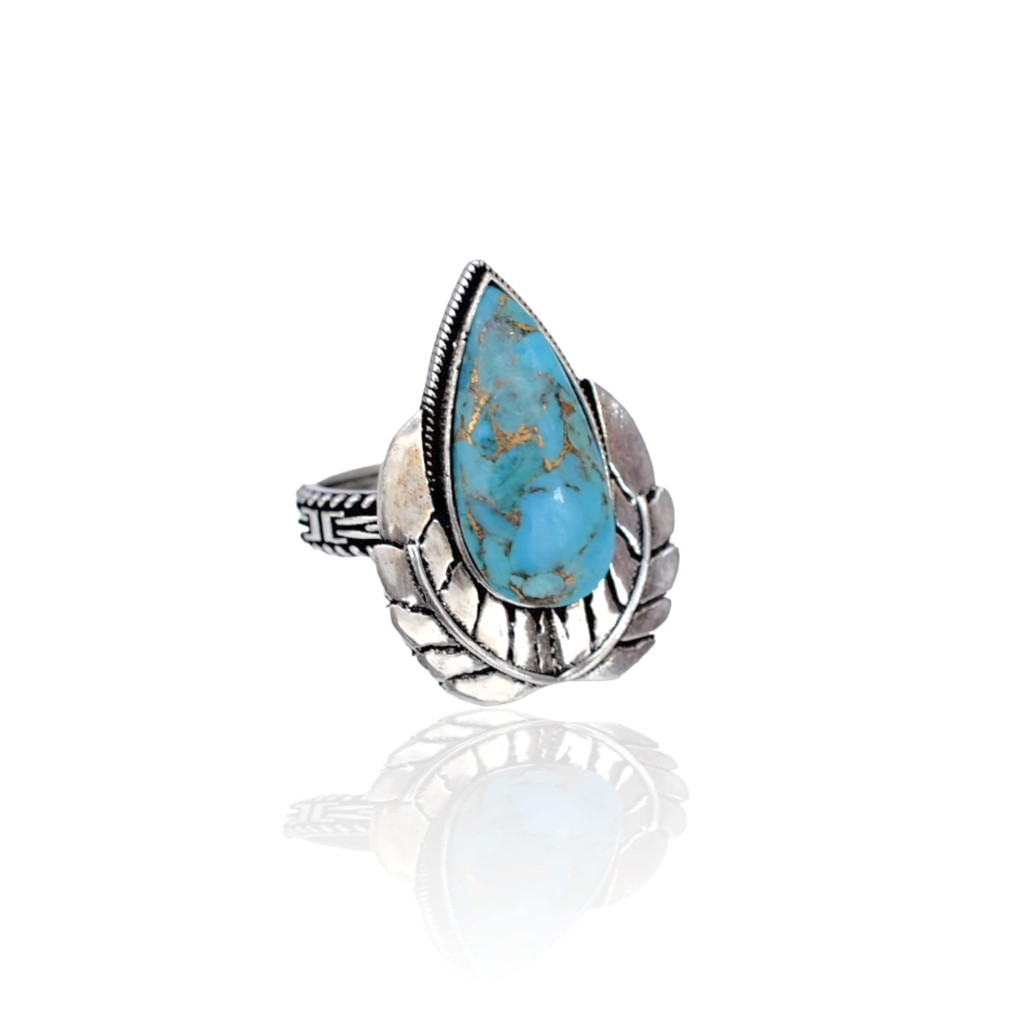 Rekha Gems Blue Copper Turquoise Ring, 925 Sterling Silver Ring, Vintage Ring , Handmade Ring, Birthday Gift, Blue Stone Ring, Boho and Hippie, Ring, Turquoise Ring, Turquoise Jewelry- BTQ-29 (8.50 US)