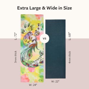 Shakti Warrior Zobhana Yoga Mat - Premium Printed Natural Eco-Friendly Non-Slip Mat Great for Hot Yoga, Pilates, Workouts (72 inch x 24 inch x 3mm Thick)