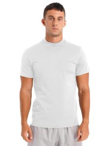 aislor men's basic shirt tops short sleeve mock neck t-shirts thermal underwear pullovers undershirt white a x-large