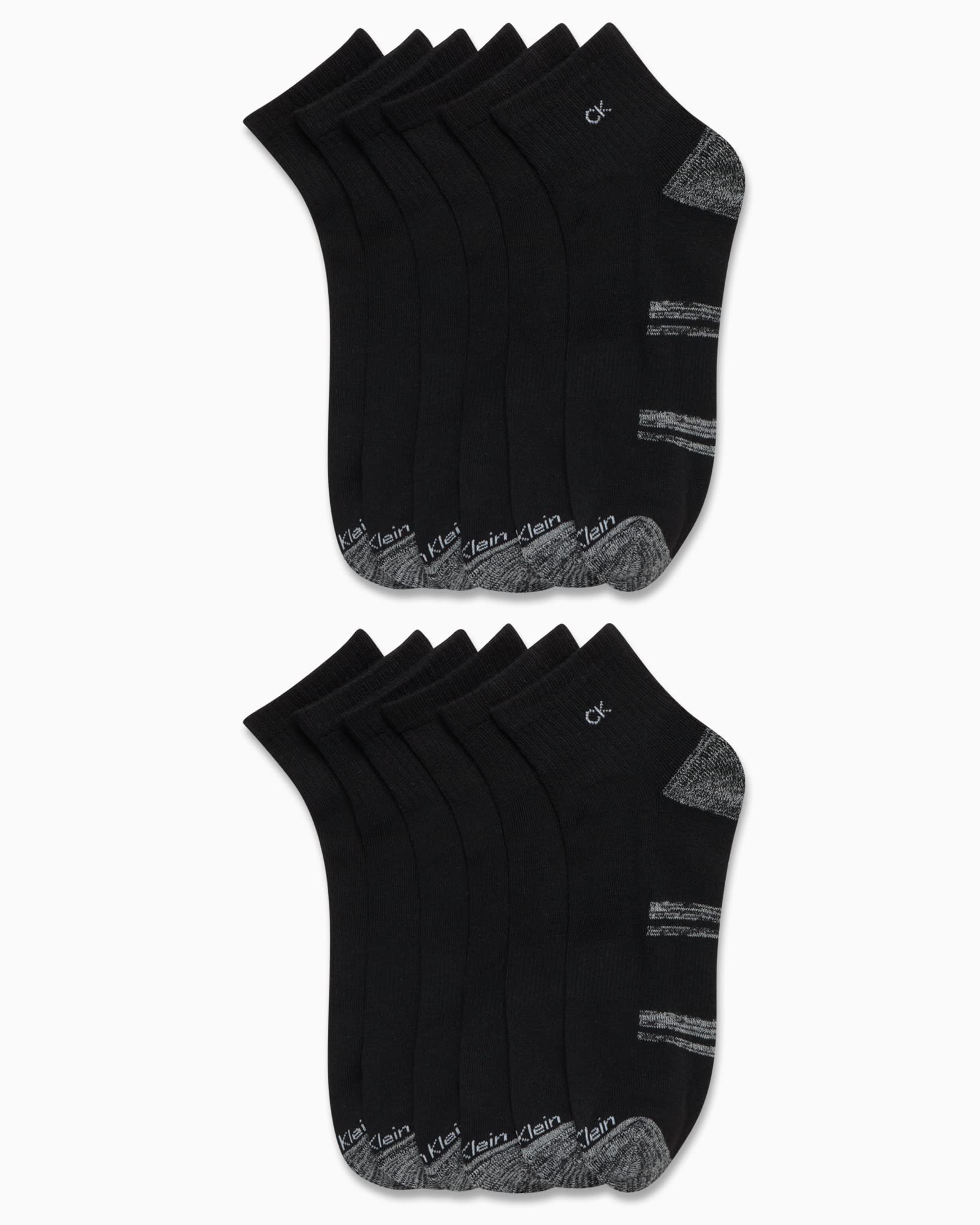 Calvin Klein Men's Quarter Socks - 12 Pack Soft Cushioned Athletic Ankle Socks for Men - Breathable Men's Sports Socks, Size 7-12, Black CK