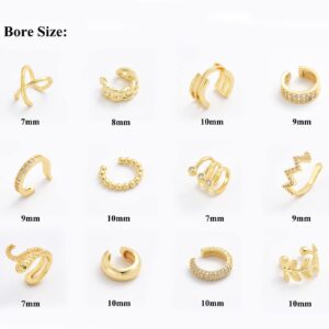 ALYXUY Gold Ear Cuff Non Piercing For Women, 14K Gold Plated Hypoallergenic Huggie Cross Ear Cuff Earrings（12pcs) (KC010-2)