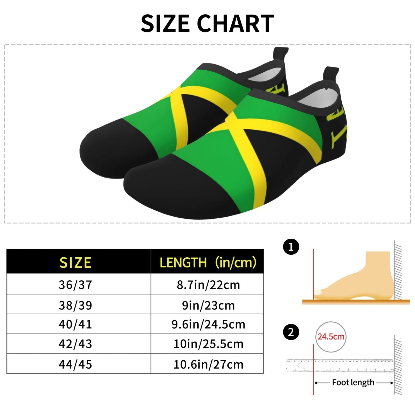 Men's Women's Jamaican Flag Water Shoes Barefoot Quick Dry Slip-on Aqua Socks for Yoga Beach Sports Swim surf