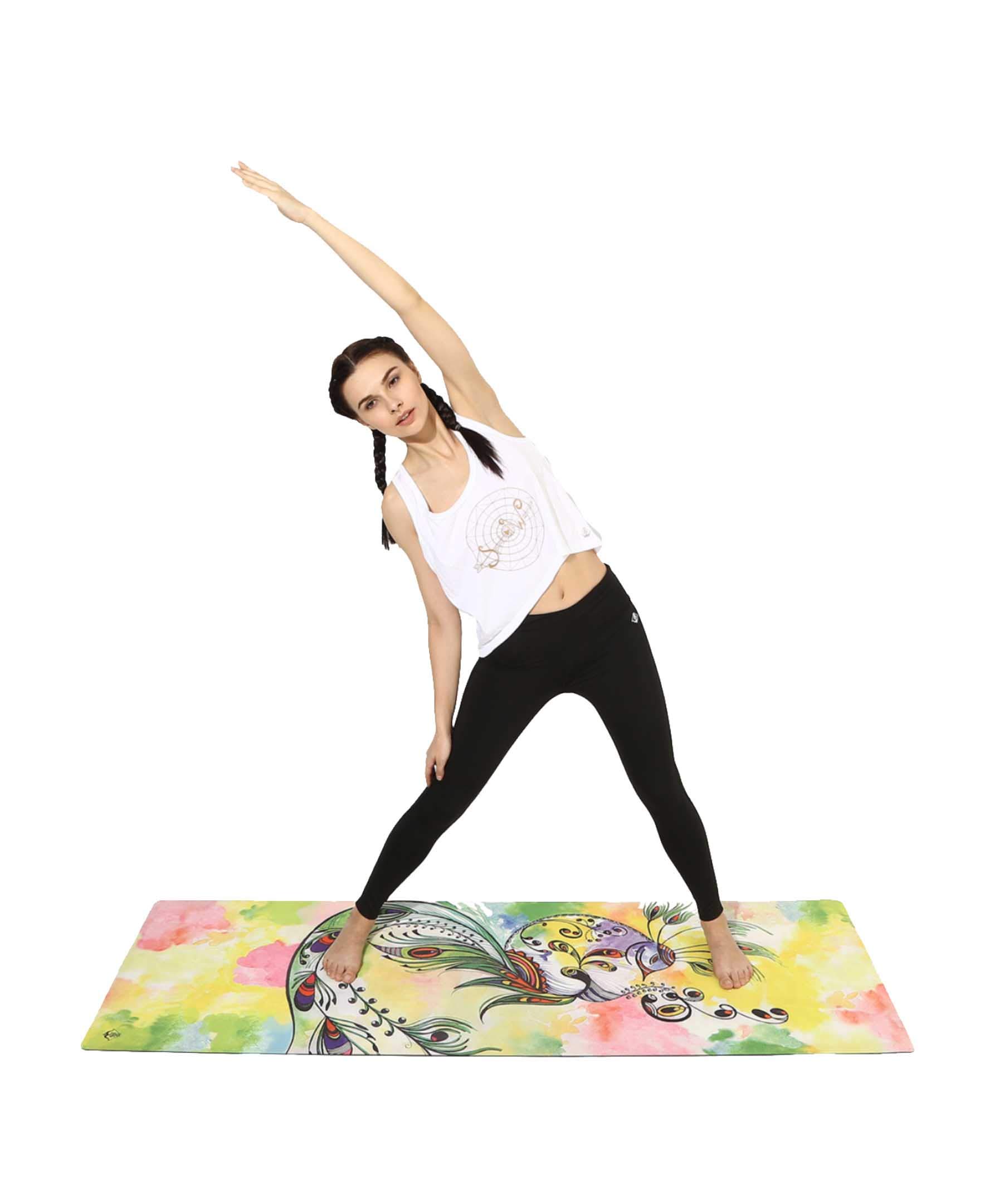 Shakti Warrior Zobhana Yoga Mat - Premium Printed Natural Eco-Friendly Non-Slip Mat Great for Hot Yoga, Pilates, Workouts (72 inch x 24 inch x 3mm Thick)