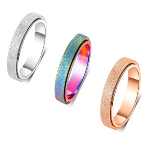 OreilleStar Anxiety Ring for Women Fidget Ring Fidget Toys Adults Spinner Rings for Anxiety Fidget Rings for Anxiety for Women Band Ring Size 8