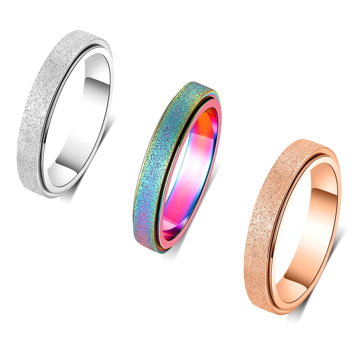 OreilleStar Anxiety Ring for Women Fidget Ring Fidget Toys Adults Spinner Rings for Anxiety Fidget Rings for Anxiety for Women Band Ring Size 8