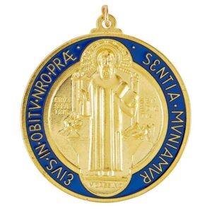 1 3/4" St. Benedict Enameled Gold Medal - 12/pk