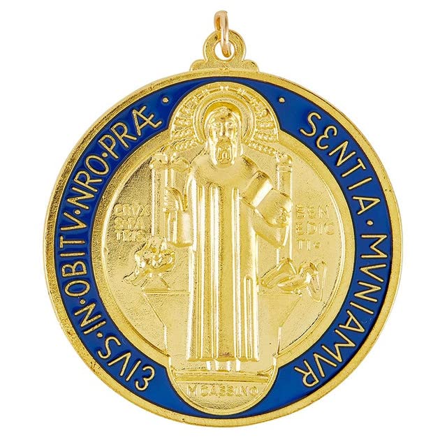 1 3/4" St. Benedict Enameled Gold Medal - 12/pk