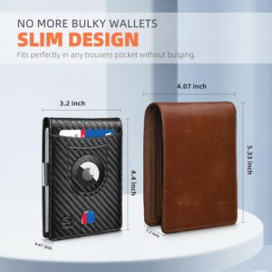 Zitahli Airtag-Wallet-Mens-Slim-RFID Blocking Wallet Leather with Money Clip Air Tag Wallet Card Holder Bifold Gifts for Men