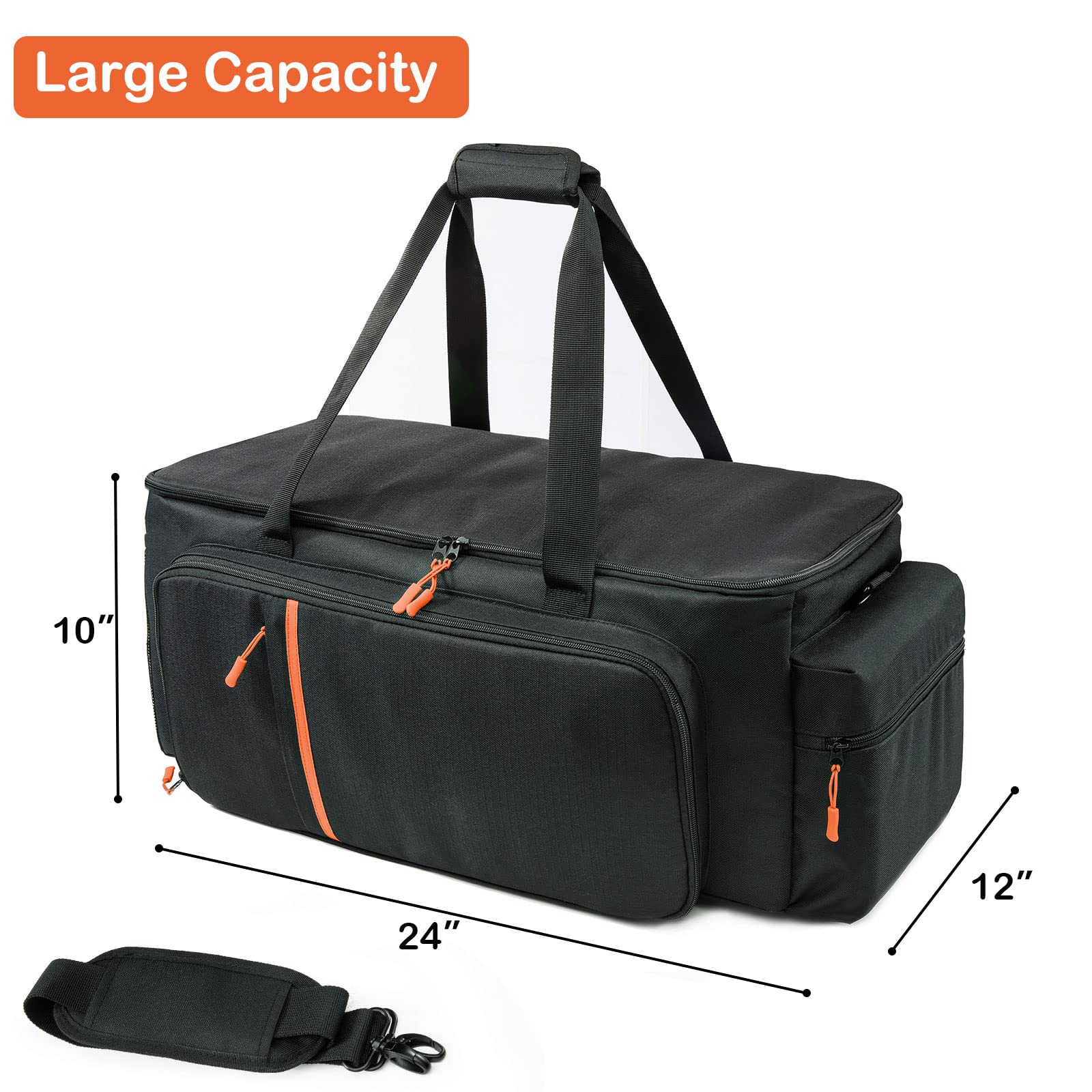 MYBAGZING Dj Cable Bag-24 Large Dj Cable File Bag-Dj Cabel Organizer Case-Travel Gig Bag-DJ Gear Bag for Dj Accessories-Dj Equipment Case with Padded Bottom and Divdiers