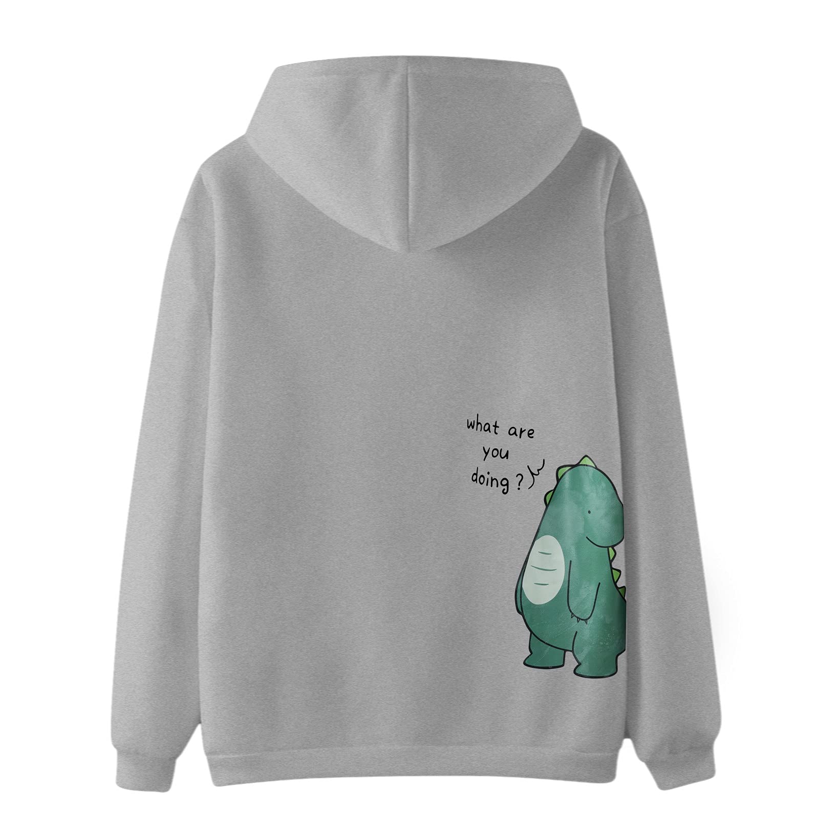 QNIHDRIZ Graphic Sweatshirts Matching Couple Sweatshirt Custom Cute Dinosaur Couple Hoodie for Boyfriend Birthdays Gift Grey