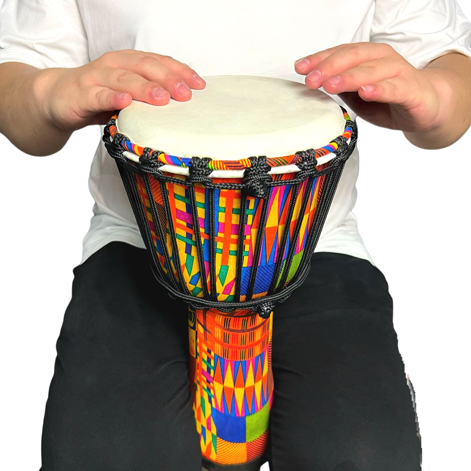 RUOSWTE 8-inch Djembe Drum, West African Style Hand Drum，Drum Circles,Percussion Music Bongo Drum，Music Healing Instrument