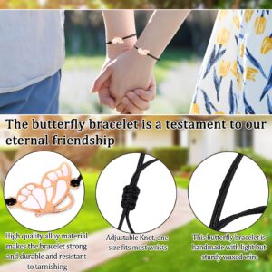 PLwelth Butterfly Bracelets for Best Friends Gold Friendship Bracelets for Women 2Pcs Matching Butterfly for Long Distance Relationship Jewelry Gifts for Her Birthday Christmas