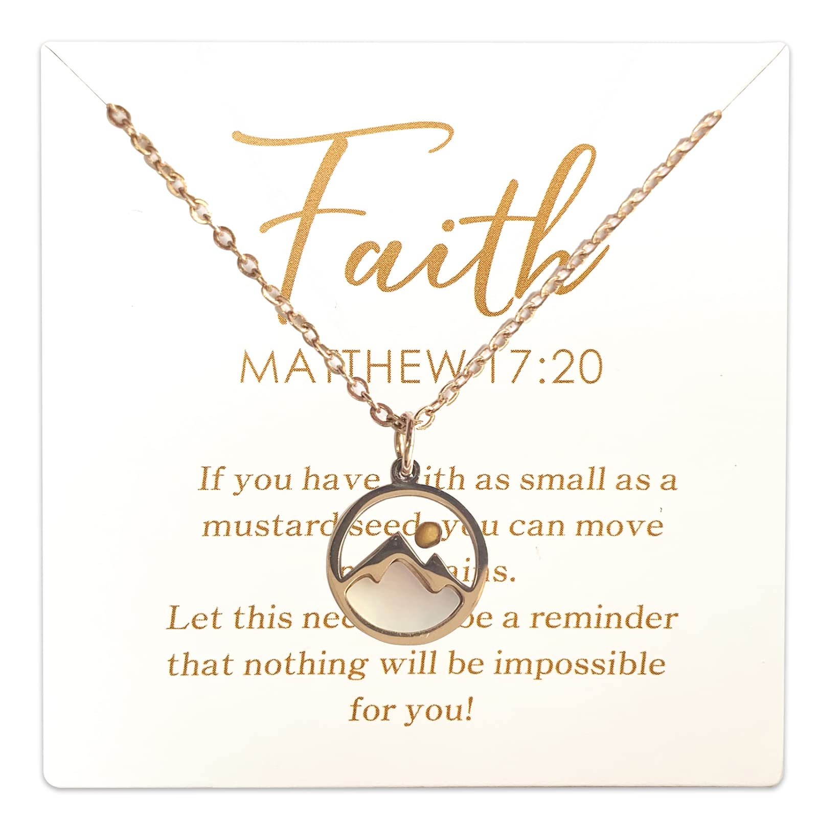 XULAVA Mustard Seed Necklace for Women Christian Gifts,Move Mountains Shell Necklaces Mothers Valentines Day Gifts Christian Faith Jewelry for Women,Rose Gold