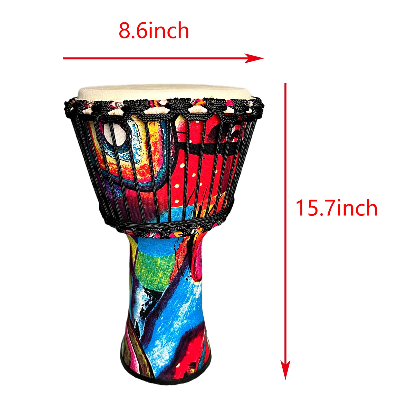 RUOSWTE 8.5 "Djembe Drum, Bongo Drum, Percussion Music, Sheepskin Drum Face, Professional Tuning, Hand Drum（Abstraction）