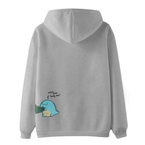 QNIHDRIZ Graphic Sweatshirts Matching Couple Sweatshirt Custom Cute Dinosaur Couple Hoodie for Girlfriend Birthdays Gift Grey