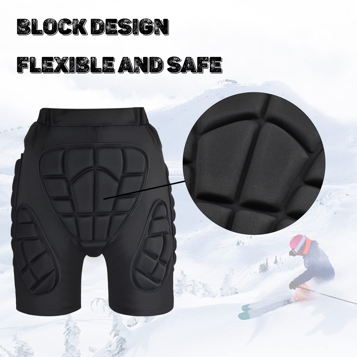 Tentock 3D Protective Hip for Snowboarding，Butt Padded Safety Impact Shorts EVA Protection Pad for Skating Outdoor（M）